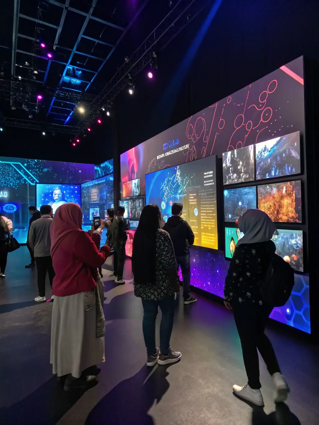 A dynamic image of a Museomix event, featuring participants of various ages and backgrounds working together to create interactive museum exhibits using digital tools and creative materials.