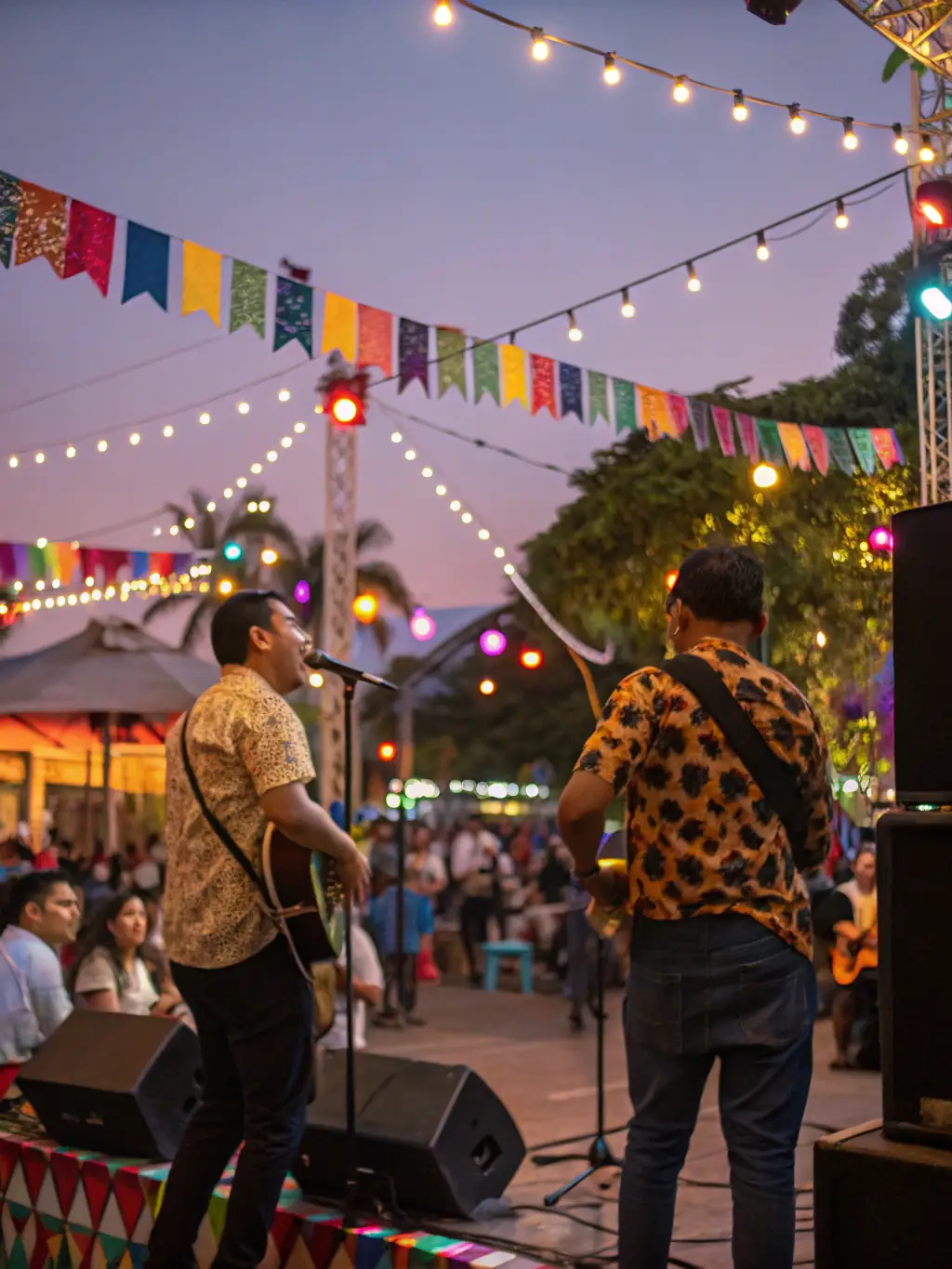 A dynamic image of a live music performance at one of ASSOCIATION ICI OU LA's cultural festivals, capturing the energy and diversity of the event.